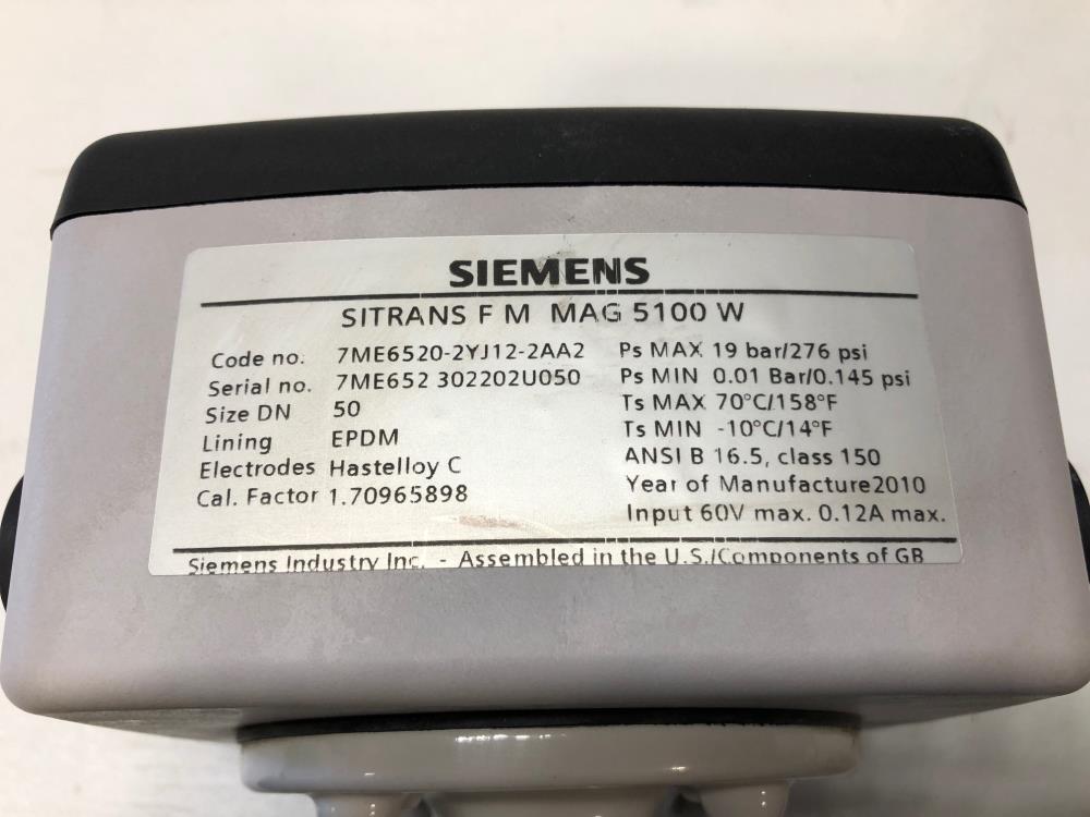 Siemens Sitrans FM MAG 5100 W Electromagnetic Flow Sensor 7ME6520-2YJ12-2AA2
